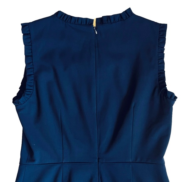 SOLD ❌ J. Crew Women’s Navy Blue Ruffle Trim Stretch Sleeveless Shift Dress 8 - Picture 7 of 12